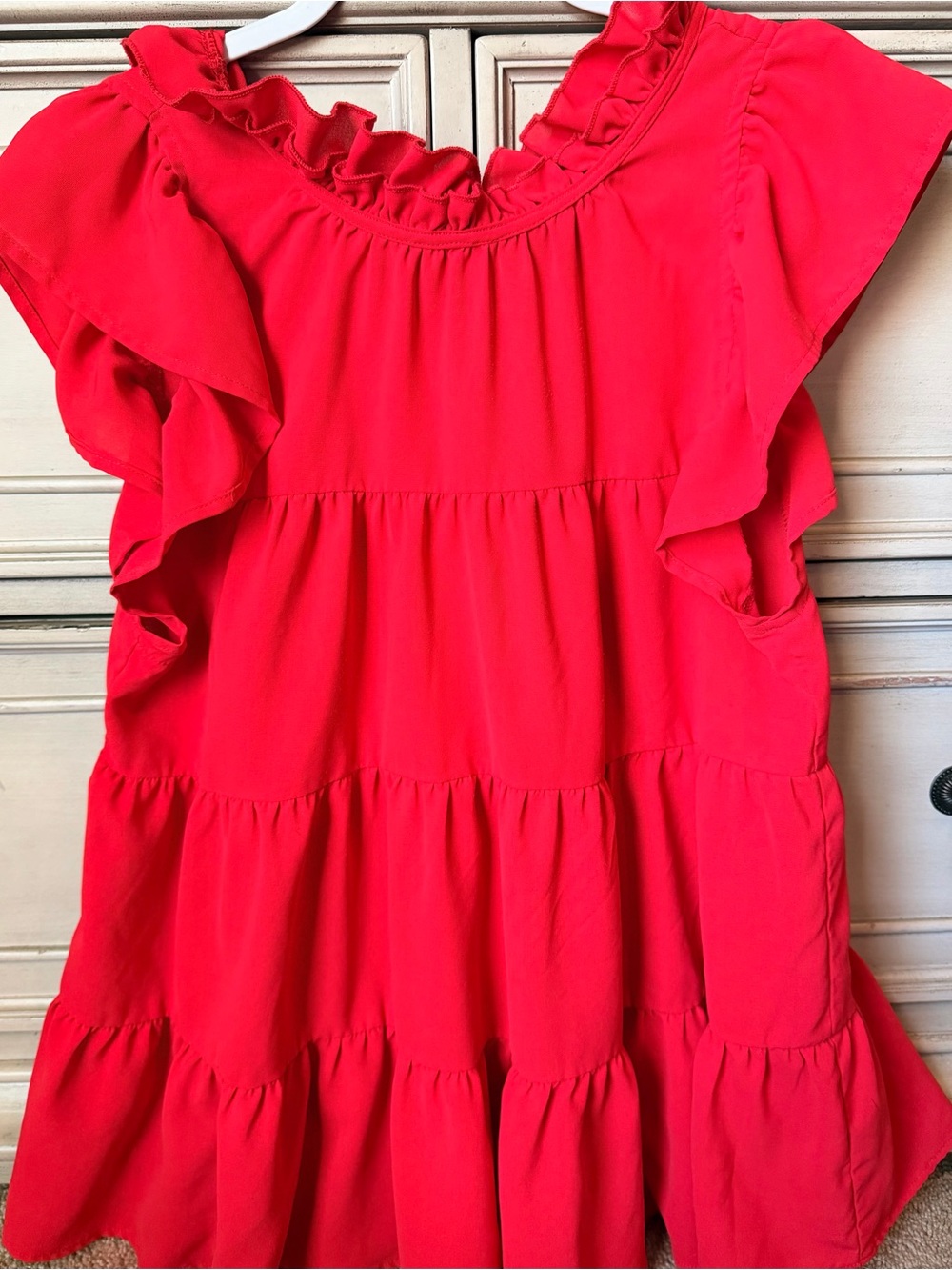 Woman’s Red Ruffle shirt
